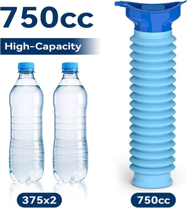Bærbart Urinal, Sammenfoldeligt Og Udvidbart, Lækagesikkert Genanvendeligt Plastik, 750 ml, Til Mænd, Kvinder Og Børn, Bilrejser, Camping