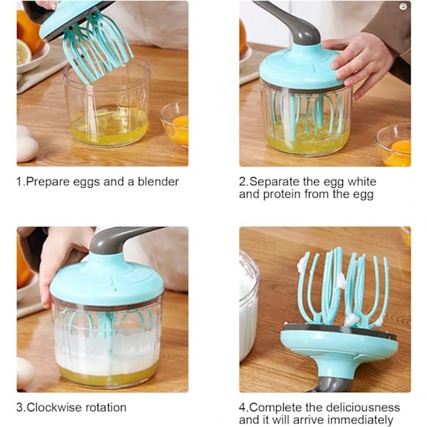 Plastic Whisk, Semi-Automatic Whisk, Milk and Egg Whisk, Kitchen Whisks for Whipping, Cooking, Baking and Frothing Green Green