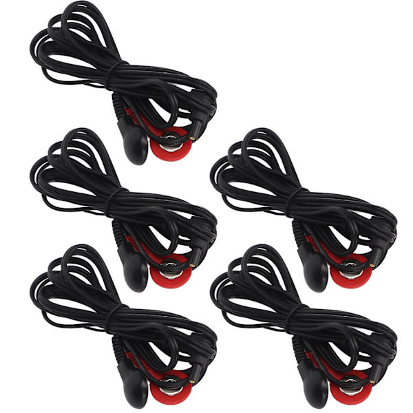 Elektrodeledning for TENS-maskin 5 stk. Svart 2,35 mm plugg 4,9 fot lengde
