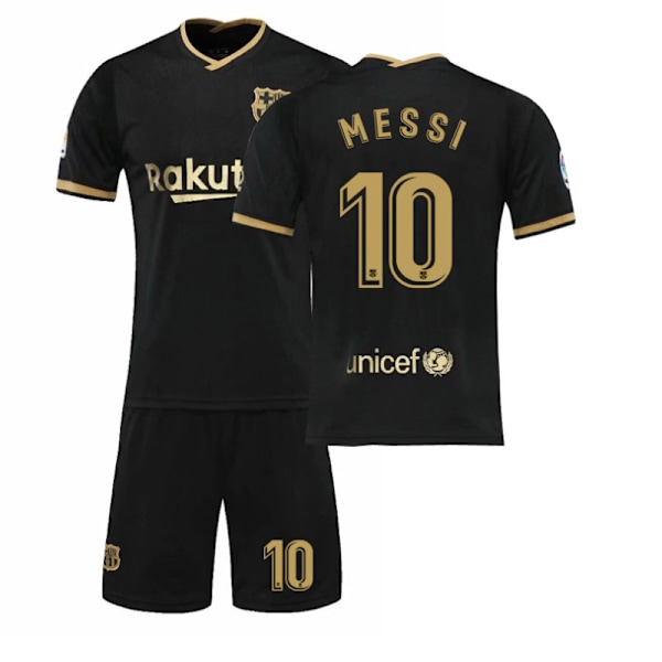 20-21 Barcelona drakt hjemme og borte svart, gull og rosa Messi fotballuniformsett Size 21 socks 26#