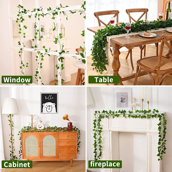 Ivy Konstgjord Girlang 2m Ivy String Light Plants Ivy Duck med 20 LED Solar String Ivy Girlang Konstgjord Falska Växter Grön Ivy för Trädgård Bröllop Ivy, warm white sun-2m-20led