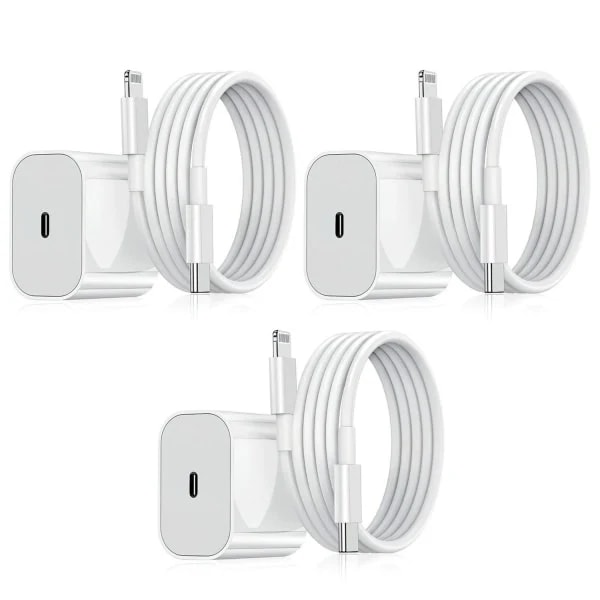 iPhone Laddare - Snabbladdare - Adapter + Kabel 20W USB-C 3Pcs