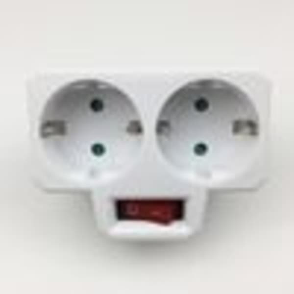 250V Kaksoispistorasia Kytkimellä, Valkoinen