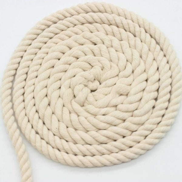 100% Bomull Tvinnat Mjukt Rep för Makramé, Stickning, Väggbonader, Hantverk - 10m x 10mm