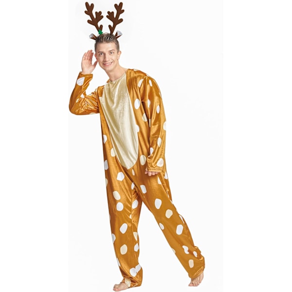 Vuxen renkostym julfin klänning outfit kvinnor män djurdräkt med horn pannband Män hjort XXL