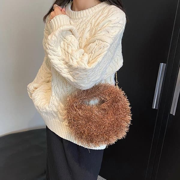 Pelsvesker Crossbody Veske KAFFE kaffe coffee