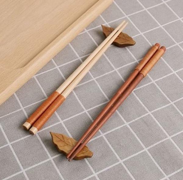 Japanske spisepinner - Håndlaget - Kastanje - Spisepinner - Spisebestikk - Inkluderer hvile - Lys brun/Lys brun