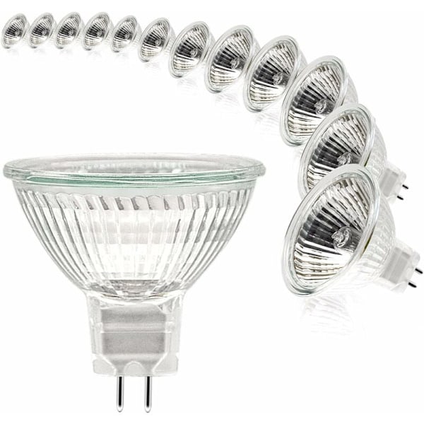 Halogenpærer, MR16 Spotpære, 12V 35W Pære, GU5.3 Pære MR16 Dimbar Pære, 2-Pin Halogenpærer Varmhvit 2700K, Pakke med 12 (MR16-35W-12P)