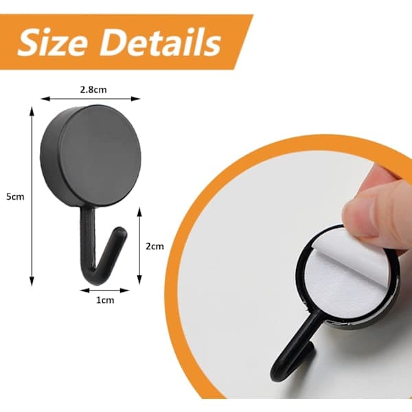 20 Pieces Black and White Self-Adhesive Plastic Hooks Removable Wall Hooks for Bathroom Kitchen Office Wardrobe Glass Black Black
