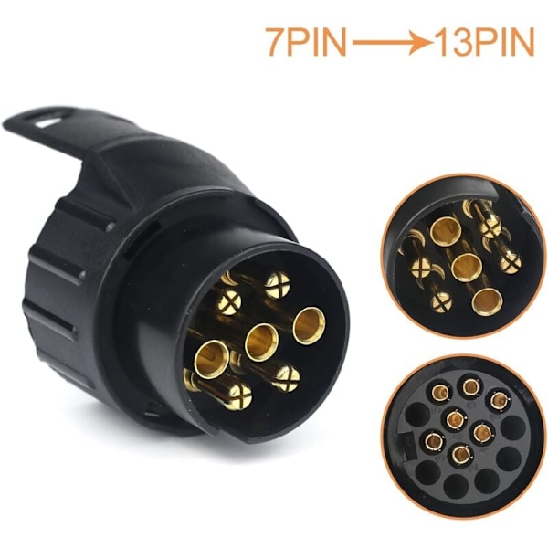 7/13 Adapter för släpvagnskontakt 7 till 13 stift dragkrokskontakt 7-polig till 13-polig för bilsläp, traktor, husvagn, cykelställ
