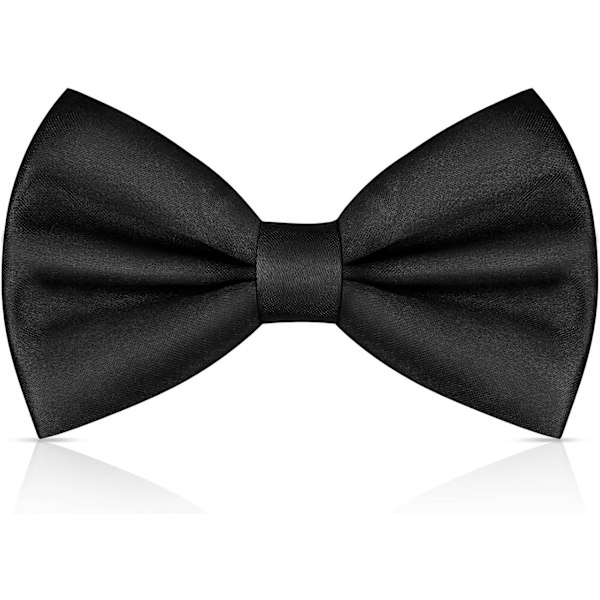 Fjärilsklips för män, klassisk enfärgad slips fjärilsklips för män, satäng smokingslips, justerbar formell fjärilsklips för fest, bröllop Black