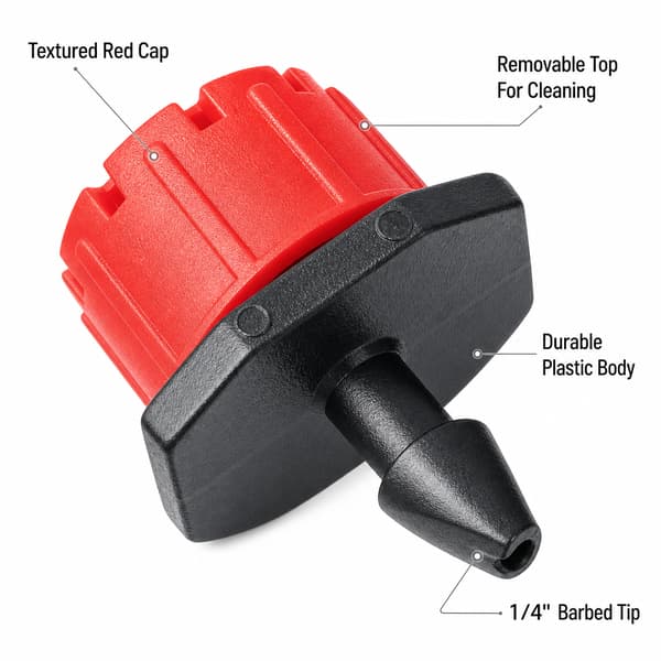 Justerbare vandingsdryppere til havevanding, rød, 50 stk. Adjustable flow dripper (0-70)
