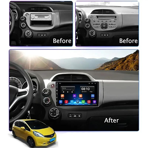 Til Honda Fit Jazz 2007 - 2013 LHD Bilradio Multimedia Navigation GPS Ingen 2din 2 Din