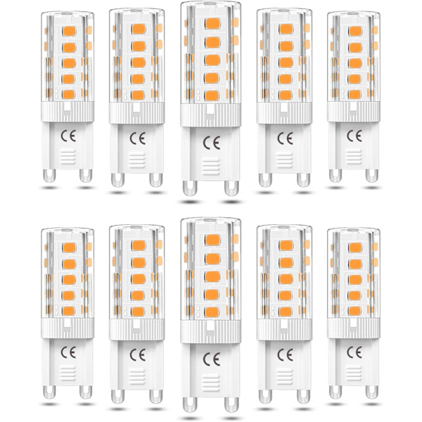 10 stk G9 LED pære Dæmpbar 5W Varmt hvid 3000K G9 LED pærer Halogen ækvivalent til 50W AC110/220V [Energiklasse F]