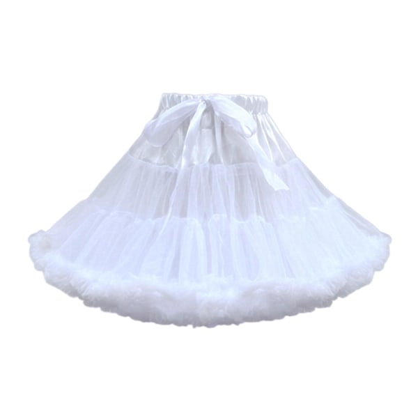 Kvinners Lagdelt Petticoat i Tulle Chiffon Krinoline for Kjole White 45cm