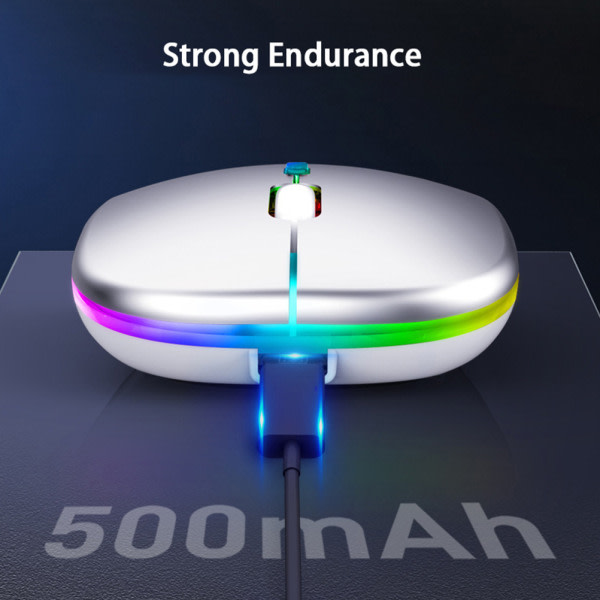 LED trådlös mus Uppladdningsbar Slim Silent Mouse 2.4G - spotförsäljning Silver