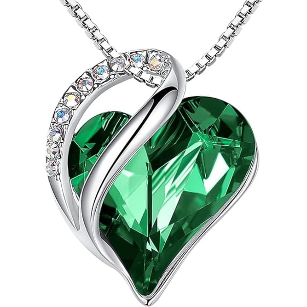 IC Halskæde til kvinder, Infinity Love Heart-vedhæng med fødselsstenskrystaller, Smykkegaver til hustruen, Sølvbelagt 45,72 + 5,08 cm kæde