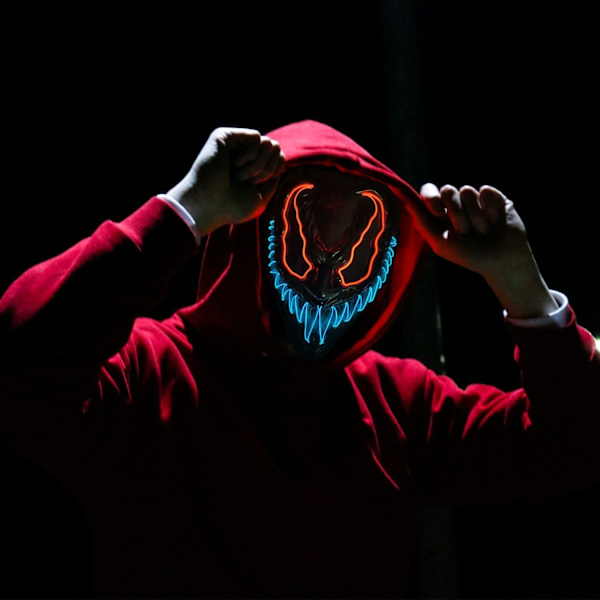 Halloween LED-naamio, LED-luurankonaamio, LED-puhdistusnaamiot, kauhunaamio, halloween-naamio, karnevaaliin, halloweeniin, cosplayhin ja juhliin Xb