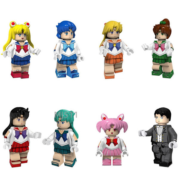 PG8156 Anime Mizuno Ami Tsukino Kanin Hino Skønhedsdumme Lille Partikel Byggeklodser Legetøj 8pcs