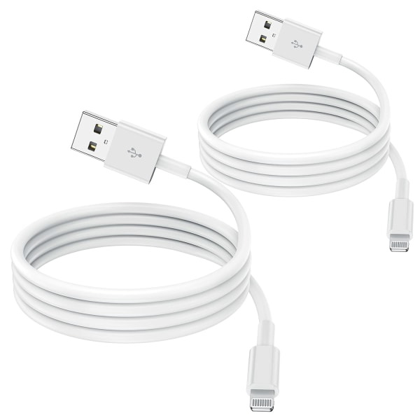 2-pack iPhone-yhteensopiva latauskaapeli 2m, Apple Lightning - USB -kaapeli 2 metriä Pikalataus Apple Phone pitkät kaapelit