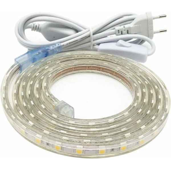 3M LED-strip, Mycket Stark 220V LED-strip med Strömbrytare, 5050 IP65 Vattentät, Varmvit..DEBUNS