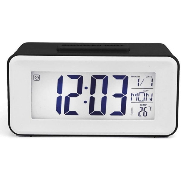 IC Digital LED-väckarklocka Datum Temperatur Musik Batteridriven, Svart