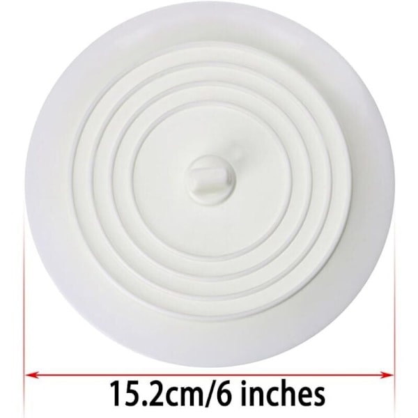 Universal Silikon Gummi Avloppspluggar 15cm för Diskbänk Badrum Handfat (Vit)..DEBUNS, 2-pack