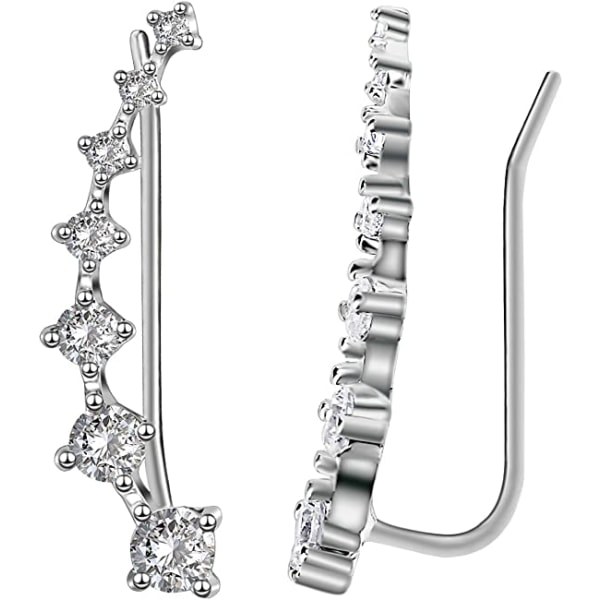 7 Kristaller Öronmanschett Manschett Klättrare S925 Sterling Si