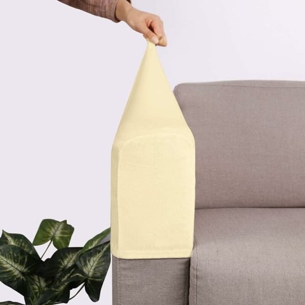 2 st Soffarmstödsskydd Stretch Sofföverdrag Möbelskydd Fåtölj Armstödsskydd Skyddshylsa för Vilstol Soffa (Beige)