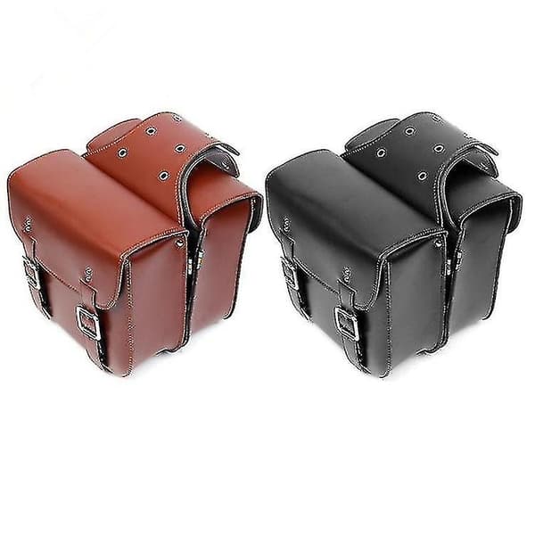 Cykelväskor Retro Läder Cykel Bakre Bagagehållare Väska Black