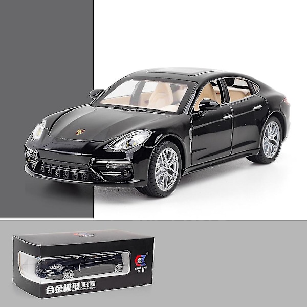 Porsche Panamera urheiluauto pienoismalli valolla ja avattavilla ovilla, musiikkisimulaatio