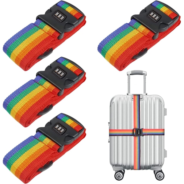 Kuffertrem, 4-delt bagagerem, Kuffertrem bagageremsæt, Kryds kuffertrem, Justerbar kuffertrem, Spændestrop, Kuffertrem rainbow my Password-4