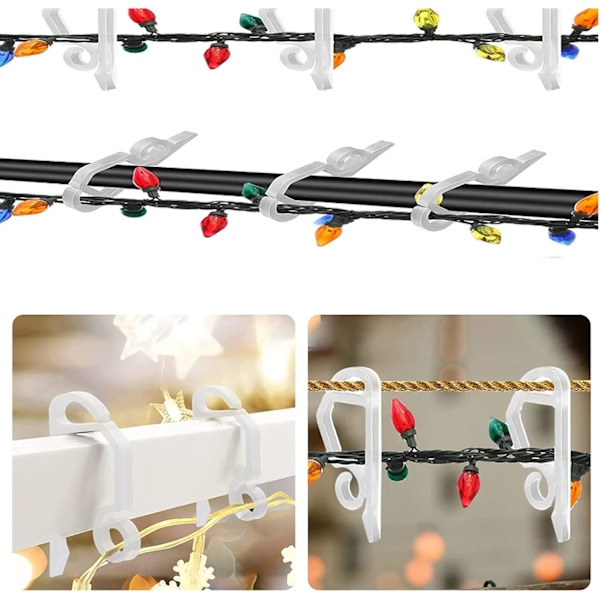 120 kpl Jouluvaloklipsiä, Mini Ränni, Valoketjun Kiinnitys Ränniin, Ripustuskoukut, Rännikoukut Tarvikkeet Joulupuutarhan Koristeluun