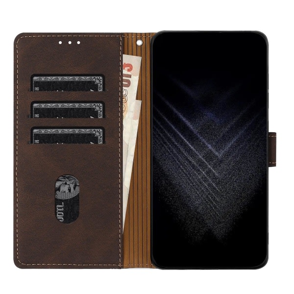 Kompatibel med Xiaomi Redmi Note 12 Pro 5g cover i PU-læder med praktisk stativfunktion - Brun
