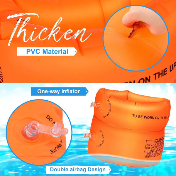 IC 12-pack Armpuffar Simarmband Uppblåsbara Vattenflöten Flytärmar Simringar Rör Armband Rulla Upp Armpuffar (Gul, Blå, Rosröd)