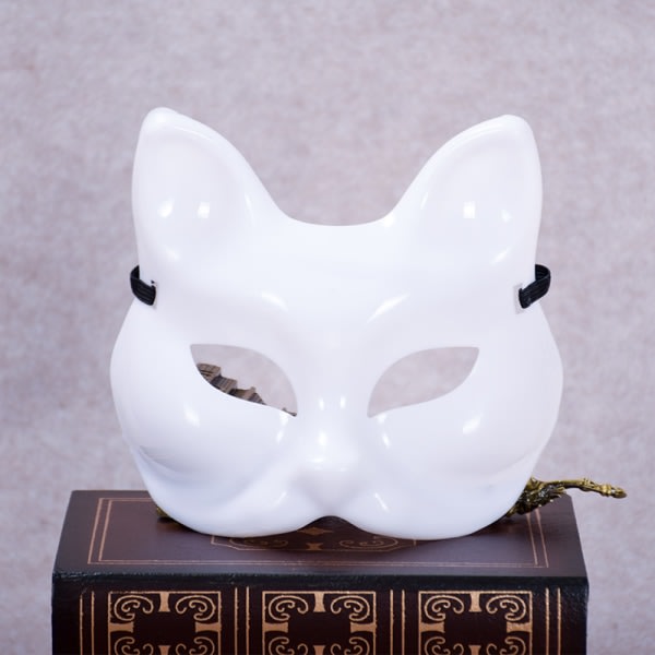DIY Blank Fox Cat Masks Vita Masker Handmålade Graffiti Masker Lämpliga för Halloween Cosplay Party Blank Fox Cat Masks