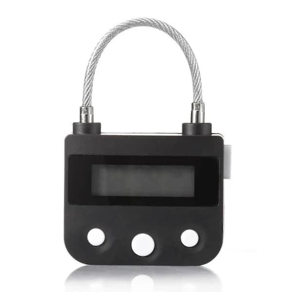 2x Electronic Timer Lock with Time Lock, Countdown Lock with USB Charging, 130kg Pull Force, Waterproof for Outdoor Use, 46x40x20mm, Black