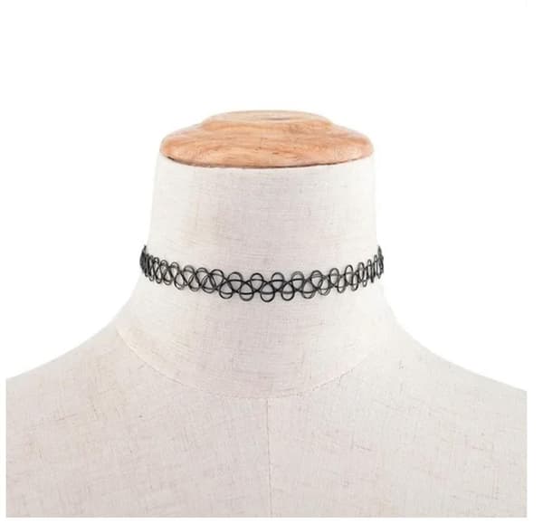 Musta siima Choker Tatuointikaulakoru Helmi