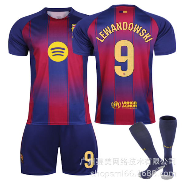 25-26 Barcelonan lasten jalkapallopaita 6 Gavi 9 Lewandowski 19 Yamal 8 Pedri pelipaita Barcelona puku Size 10 socks XS