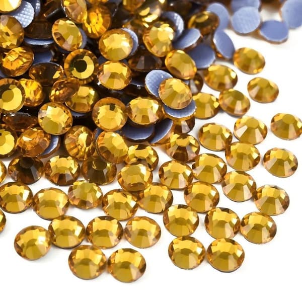 Hot-Fix Rhinsten, 1.440 Glas Flatback Krystaller, SS16 3,8–4mm, Til DIY Tøj, Sko & Tilbehørsdekoration, Guld