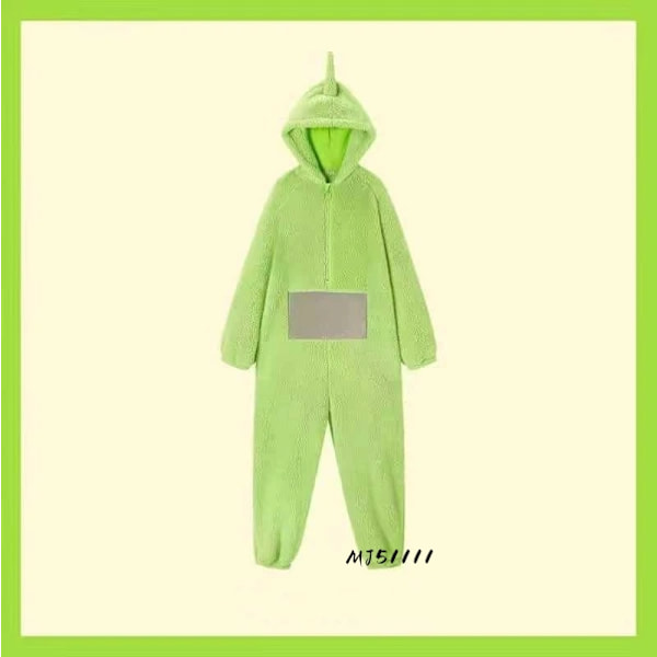 Teletubbies-Pyjamat Aikuisten ja Lasten Pojille ja Tytöille, Ihastuttavat Piirroshahmot MJ51, Kotiasu, Talvi, Paksu ja Lämmin Green Dipsy L 163—168cm