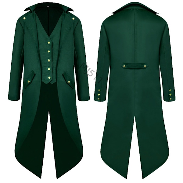 2024wish Uusi eurooppalainen ja amerikkalainen miesten keskiaikainen retrovaate miesten vaatteet MJ51 keskipitkä punk retro smoking miesten green 4xl