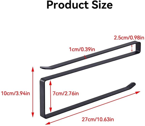Køkkenrulleholder, Multifunktionel Metal Over Skabslåge, Ingen Boring, Til Køkken Og Garage, Sort, Passer Til Låger Op Til 2,2 cm