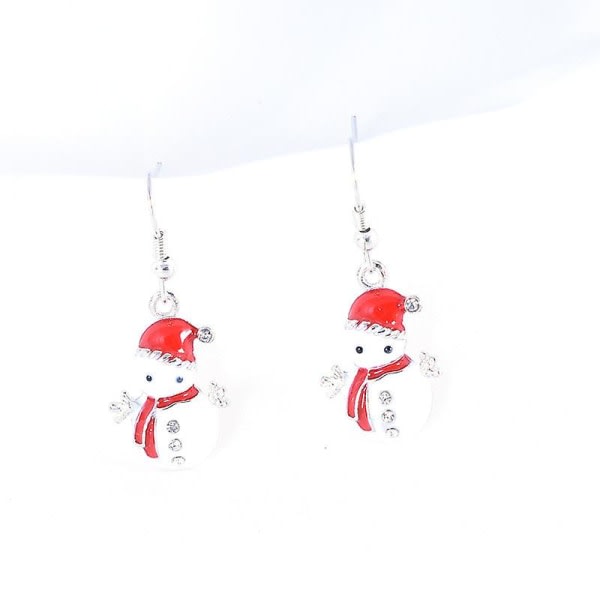 1 par Christmas Snowman Legering örhängen Dam Slitstarka och användbara örhängen i mikroset (d-4)