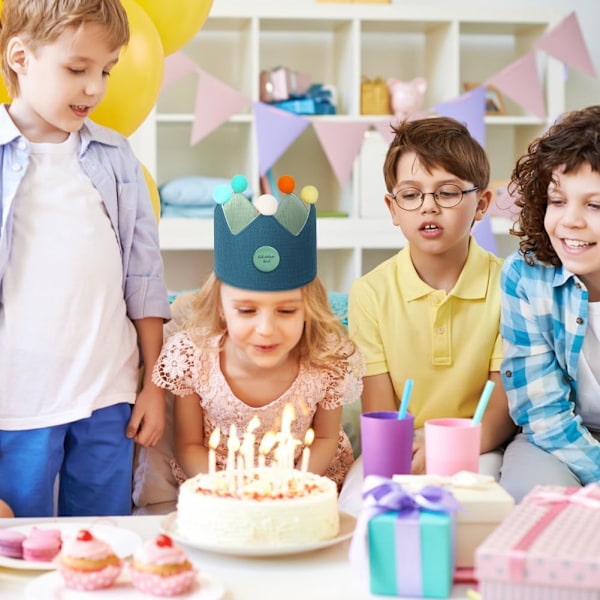 Syntymäpäiväkruunu lapsille, uudelleenkäytettävä syntymäpäiväjuhlahattu, jossa vaihdettava numero 0-9, huopahattu syntymäpäivänä C