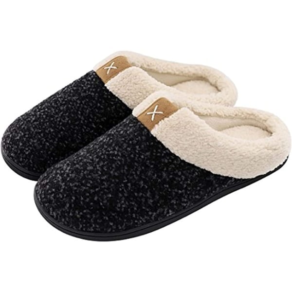 IC Herrtofflor Memory Foam Mjuka Varma Halkfria Tofflor Svart