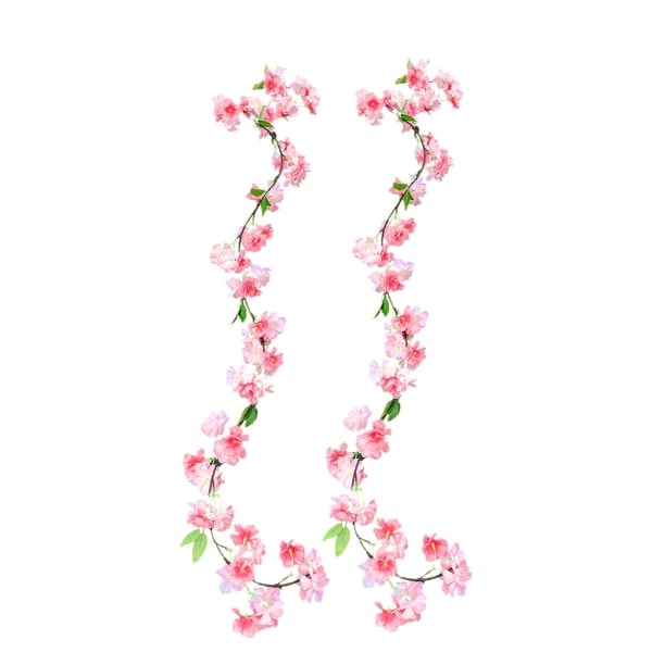 IC Kunstige kirsebærblomsterranker, 2 stk. hængende planter siden Mørk Pink