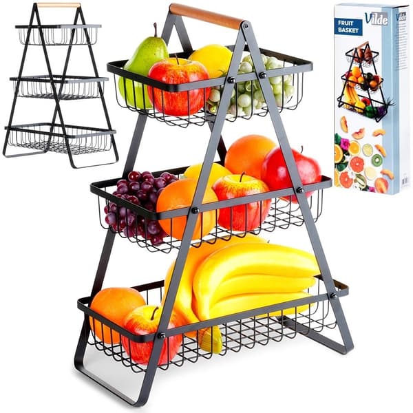 Fruktkurv og grønnsakskurv i tre etasjer i loftstil 1200