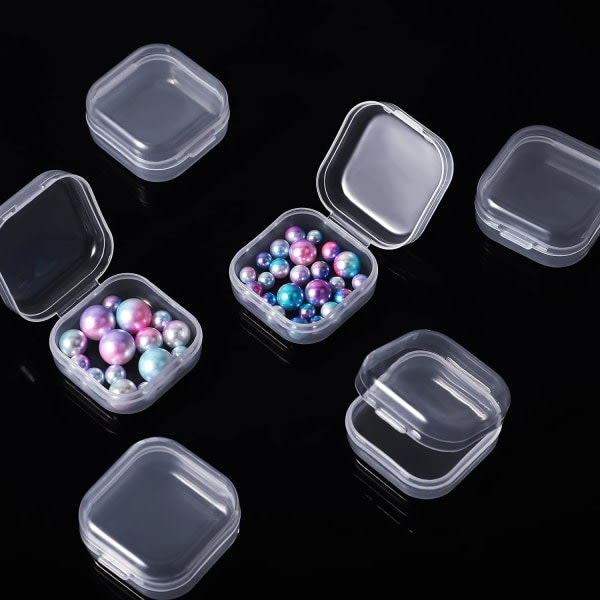 Lådor för förvaring av små pärlor i plast, smyckesskåp, (1,37 x 1,37 x 0,7 tum), Guazhuni, transparent, 6 stycken