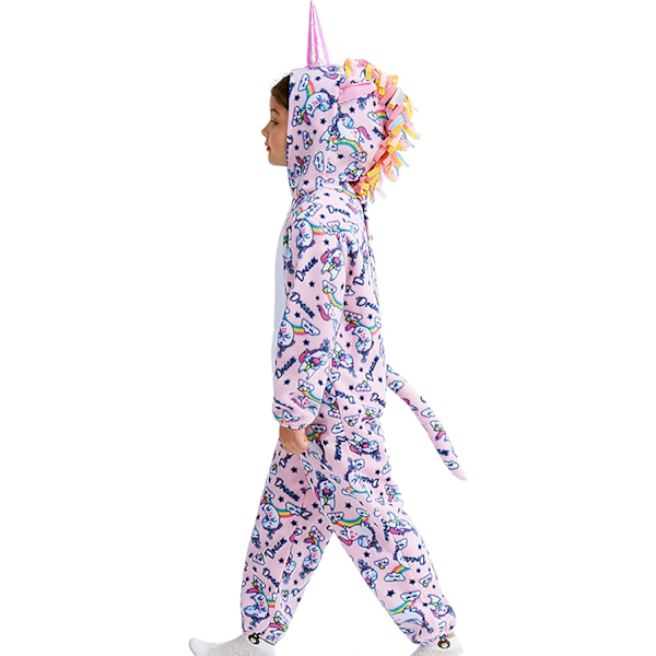 Enhörning Pyjamas för Barn Djursovkläder Toddler Flickor Flanell Romper Full för Halloween Födelsedagsfest Rosa